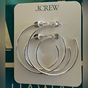 J. Crew Silver Thin Hoop Set